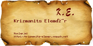 Krizmanits Elemér névjegykártya