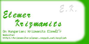 elemer krizmanits business card